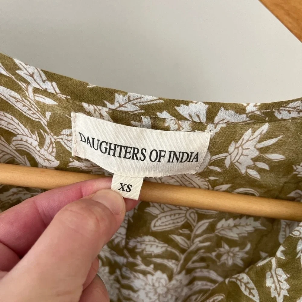 Daughters of India Olive and Cream Midi Dress - Picture 3 of 3